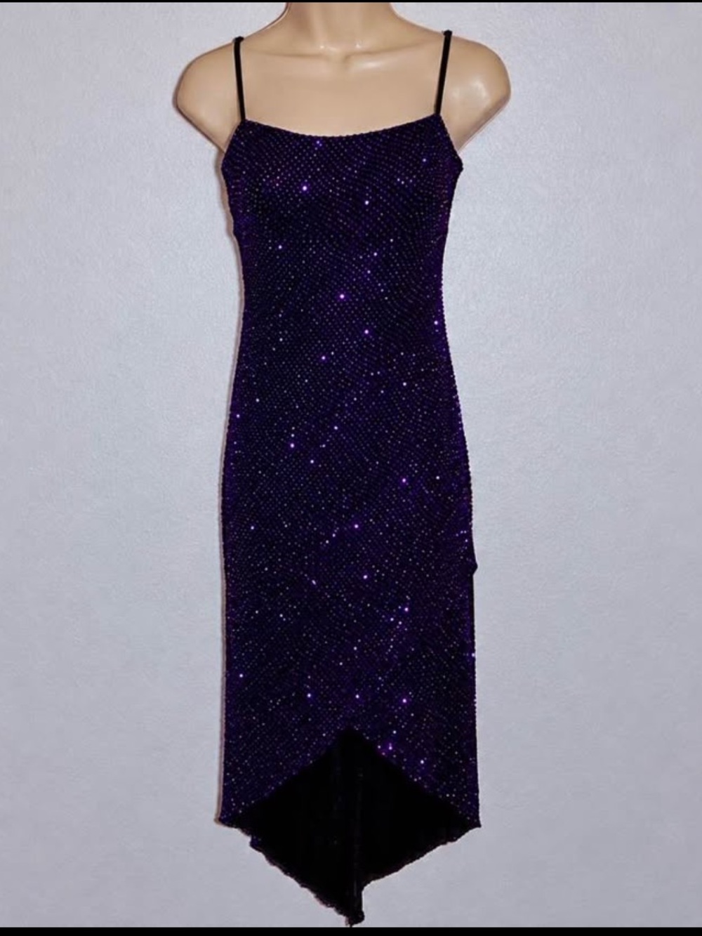 City Triangles Purple Sequin High-Low Slip Dress M